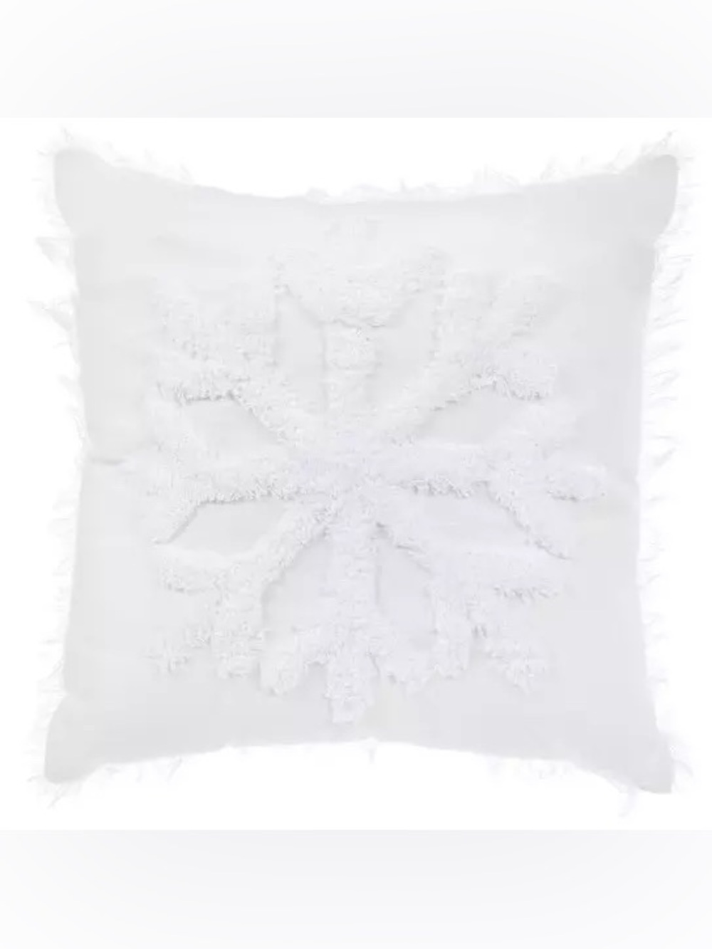 White Shaggy Snowflake Pillow